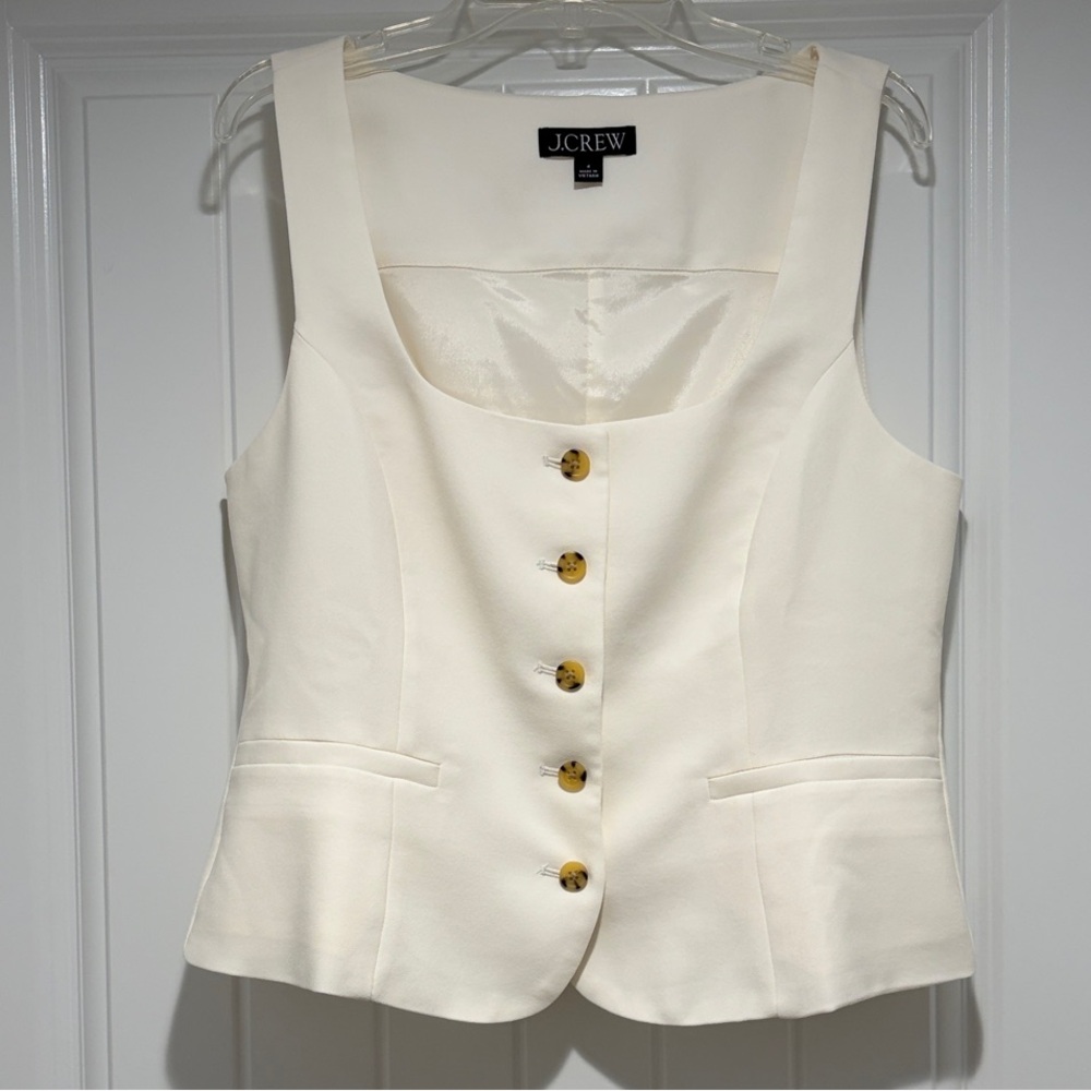 J.Crew Cream Button-Front Tailored Tank